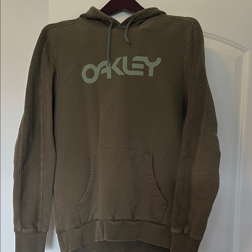 Oakley Men's Olive Green Logo Hoodie Sweater